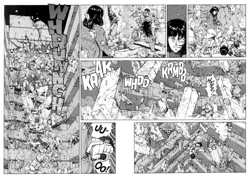 One of the scenes of large-scale destruction in Domu